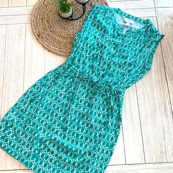 LOFT Dresses & Skirts - Ann Taylor Loft turquoise geometric dress size XS